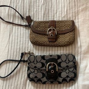Brown and black Coach clutches. Selling as a pair.